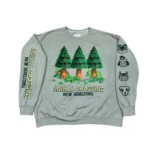 Animal Crossing New Horizons Trees Characters Crew Sweatshirt Men's XL Nintendo